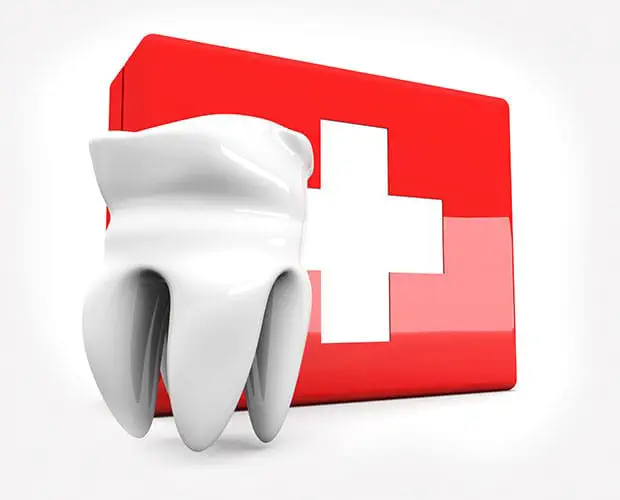 Emergency dental tooth and health sign